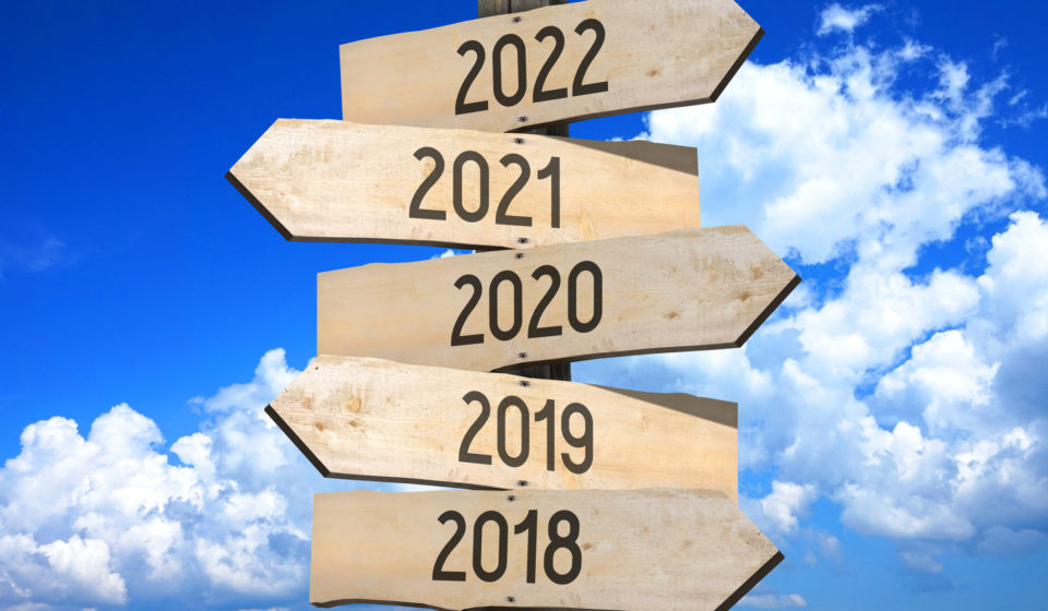 2018, 2019, 2020, 2021, 2022 - wooden signpost/ roadsign. Great for topics like New Year etc.