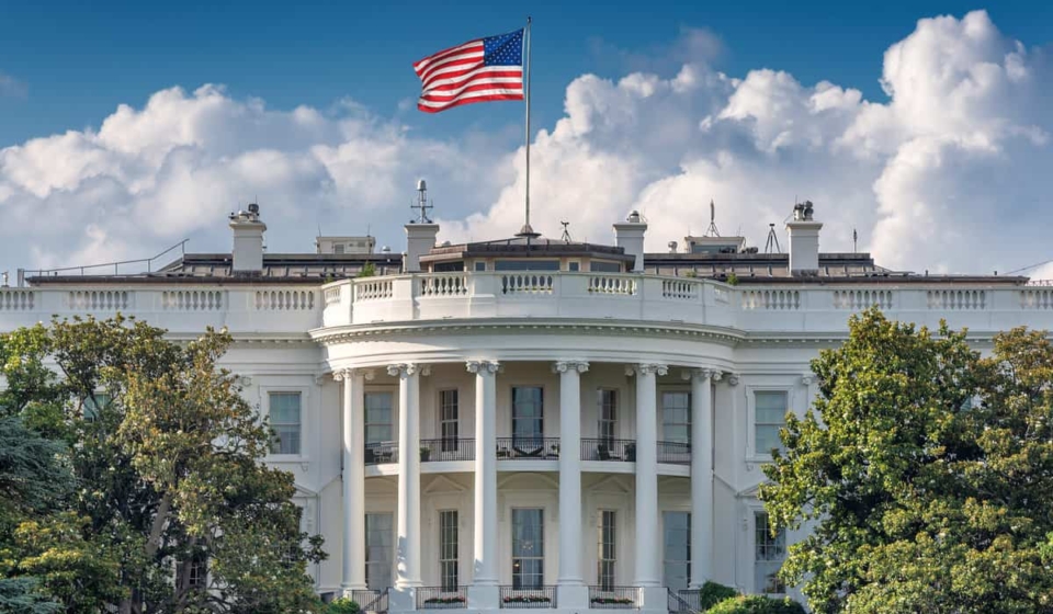 The White House in Washington DC at summer day. The White House is home of the President of the United States of America, Washington DC, USA.